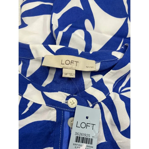 Loft Abstract Swirl Button Tiered Swing Dress NWT coastal tomatogirl - Picture 8 of 8